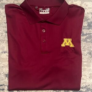 Under Armour Minnesota Golden Gophers Polo Shirt Men’s Large HeatGear Maroon